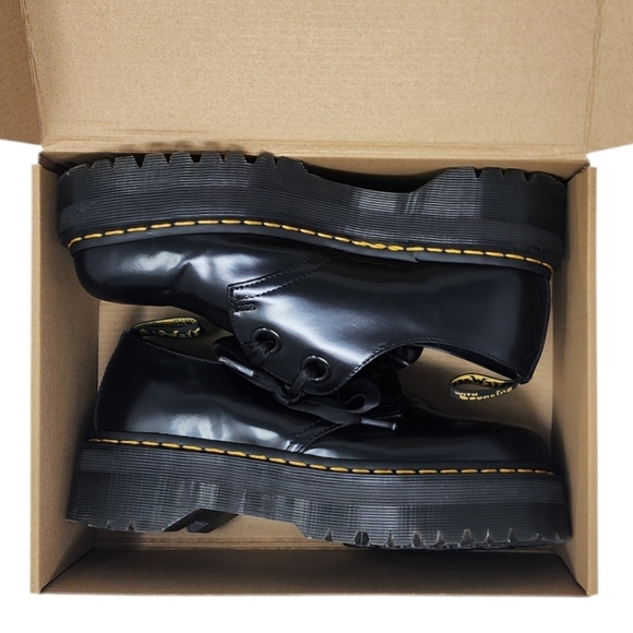 Dr.Martens Holly Platform Oxford In Black Patent Leather Size 9 - Picture 14 of 16